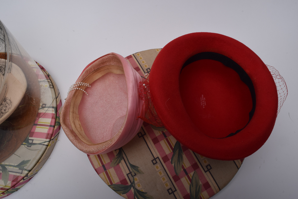 Women's Vintage Embellished Hats with Boxes Including Adolfo II and Don Anderson