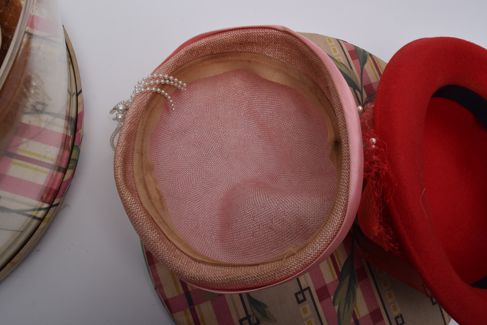 Women's Vintage Embellished Hats with Boxes Including Adolfo II and Don Anderson