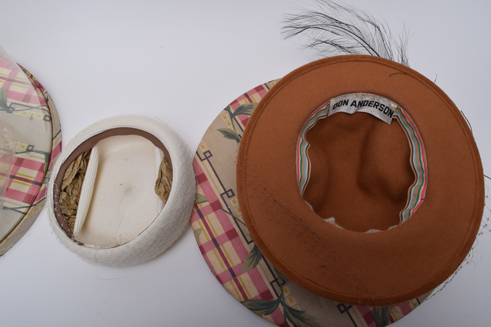 Women's Vintage Embellished Hats with Boxes Including Adolfo II and Don Anderson