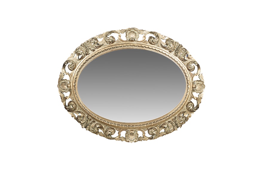 Ornate Italianate Gold Toned Wall Mirror