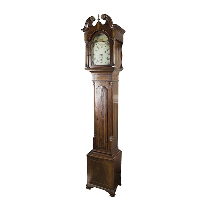 19th Century Joshua Wilder Federal Style Dwarf Grandfather Clock