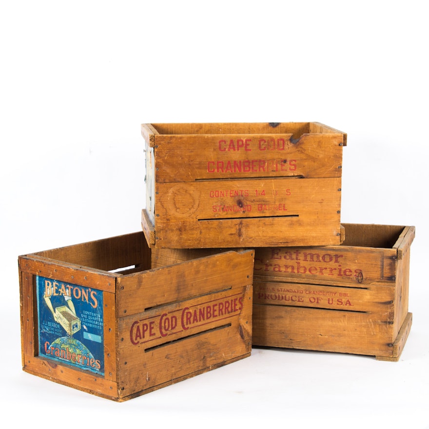 Three Vintage Wooden Crates