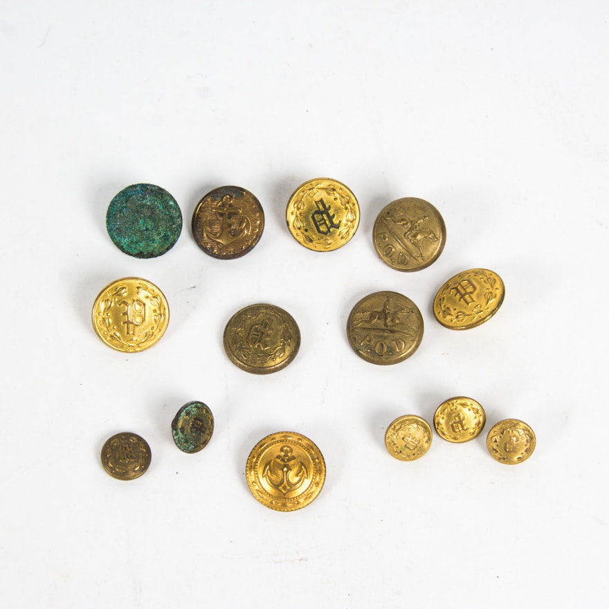 Militia Themed Gold Toned Buttons