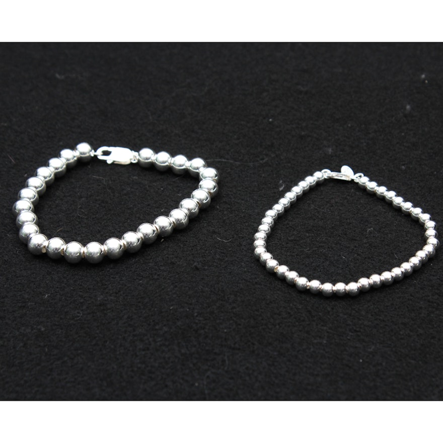 Italian Sterling Silver Beaded Bracelets