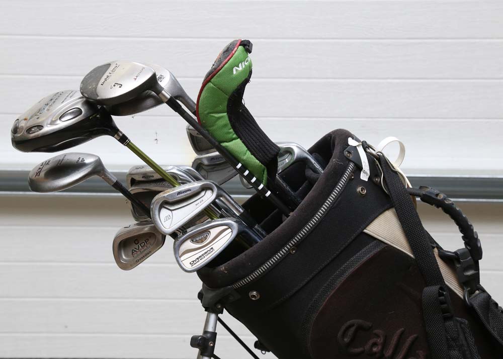 A Set of Various Golf Clubs With Callaway Bag