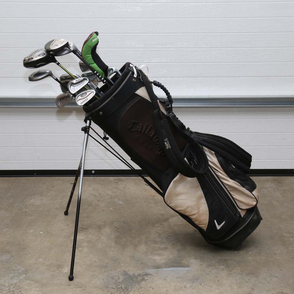 A Set of Various Golf Clubs With Callaway Bag