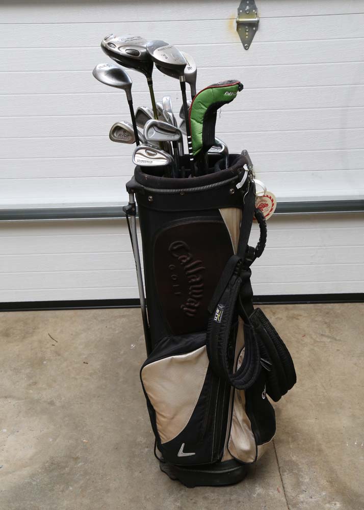 A Set of Various Golf Clubs With Callaway Bag
