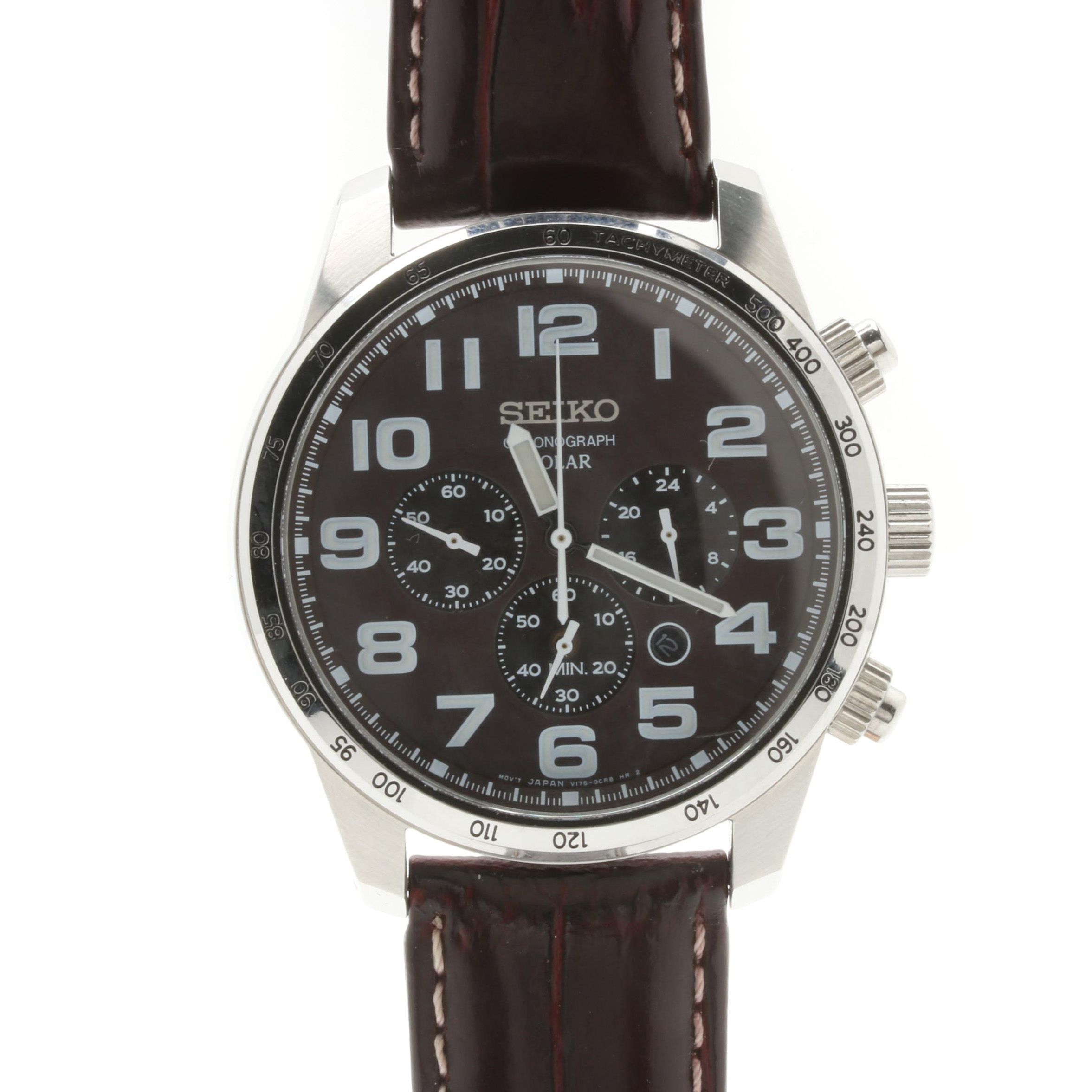 Seiko Solar Stainless Steel Chronograph Watch