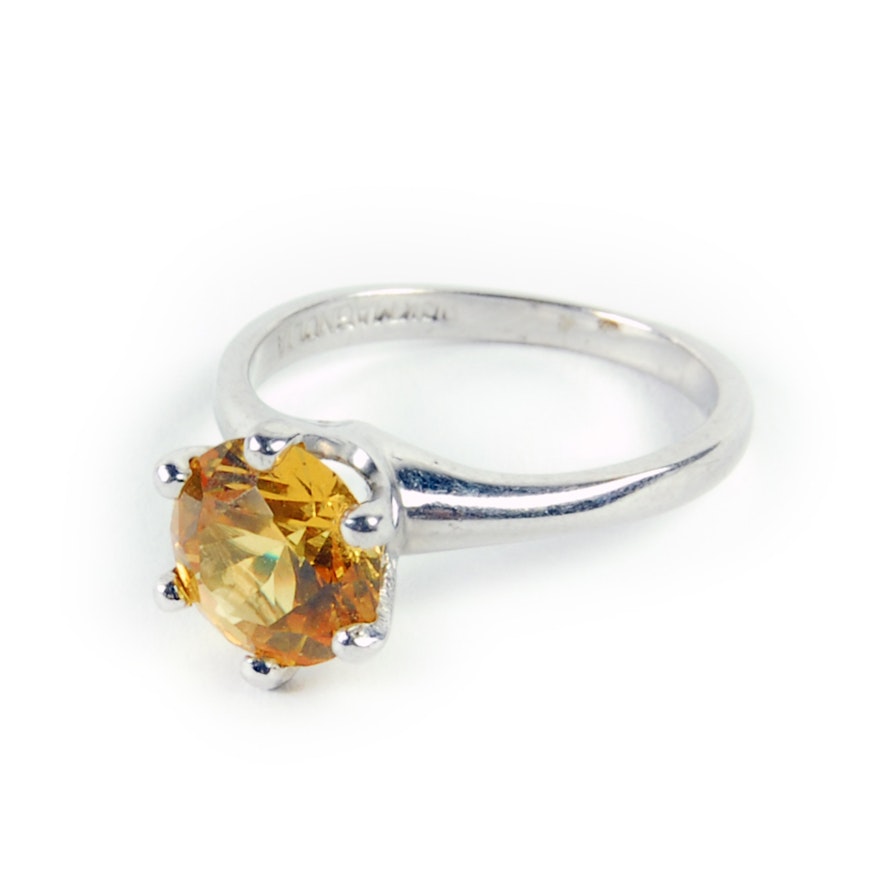 10K White Gold Yellow Sapphire Ring
