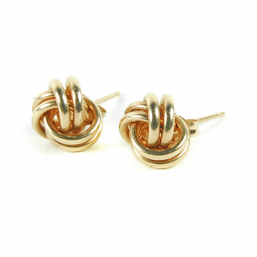 14K Yellow Gold Love Knot Earrings