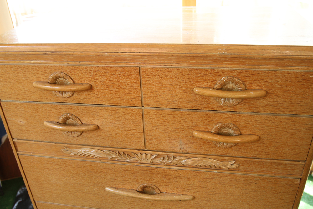 Mid-Century Limed Oak Chest of Drawers by Harmony House