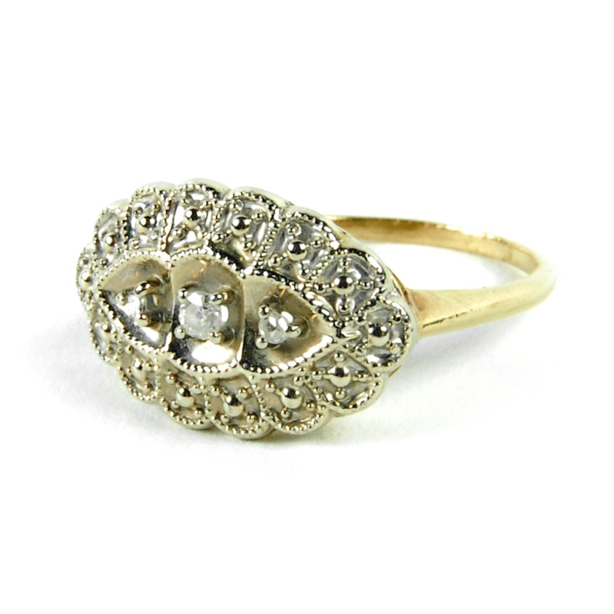 14K Yellow Gold Diamond Cocktail Ring