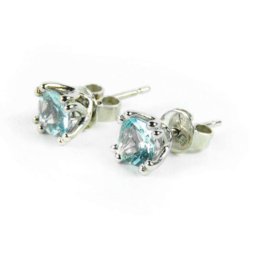 14K White Gold Aquamarine Earrings