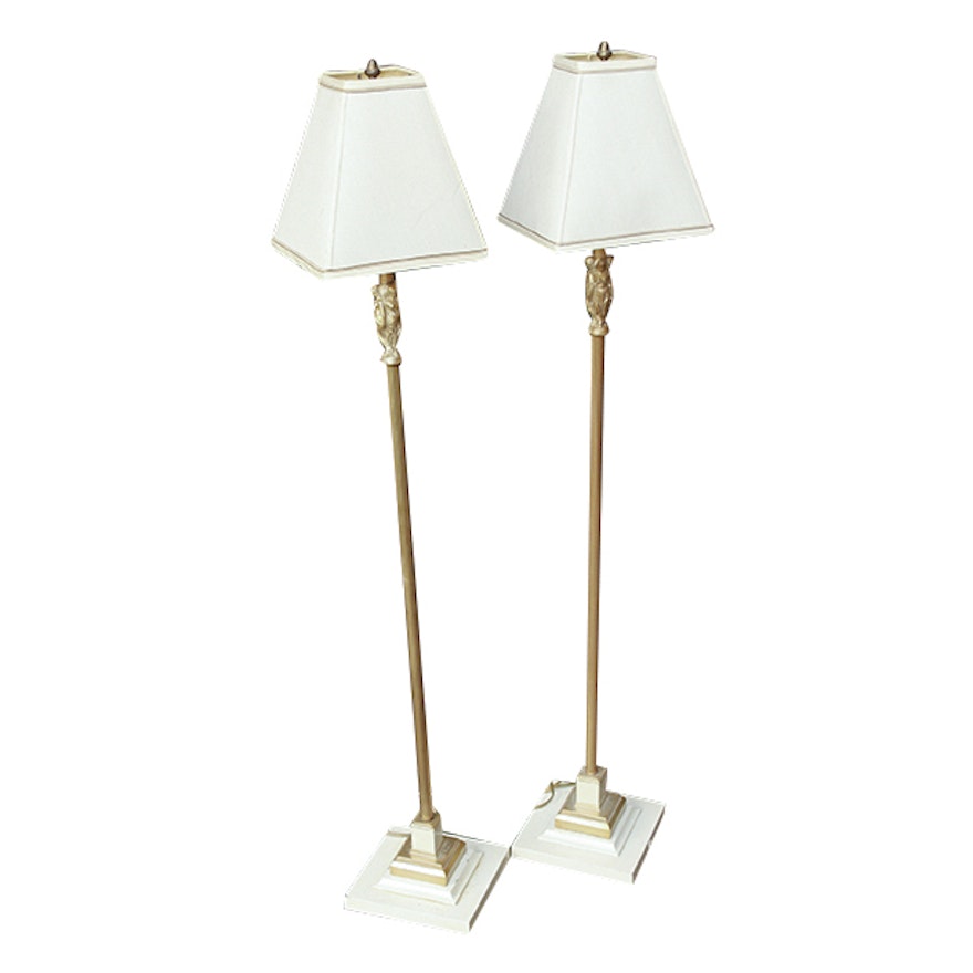 Neoclassical Style Brass and Granite Reading Lamps