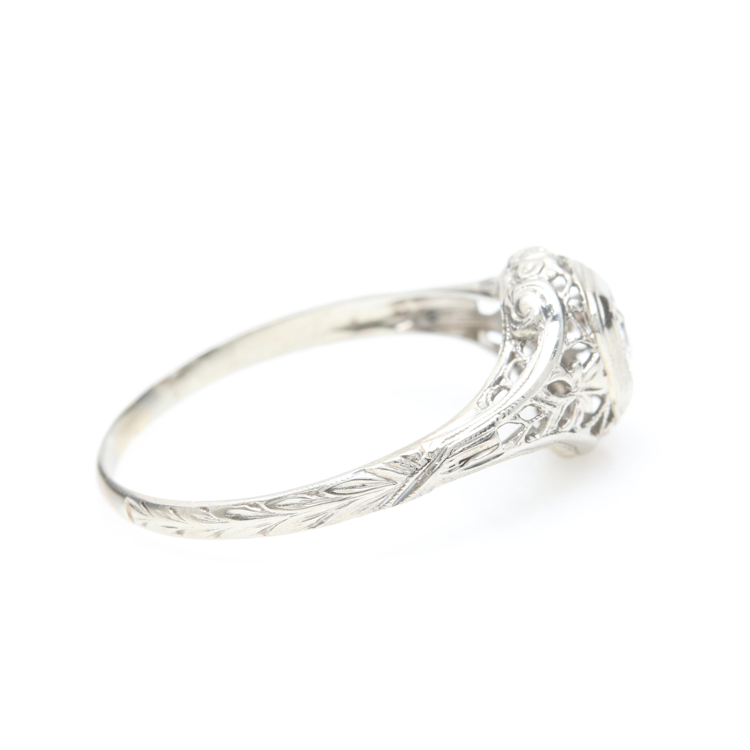 Edwardian 18K White Gold Diamond Ring