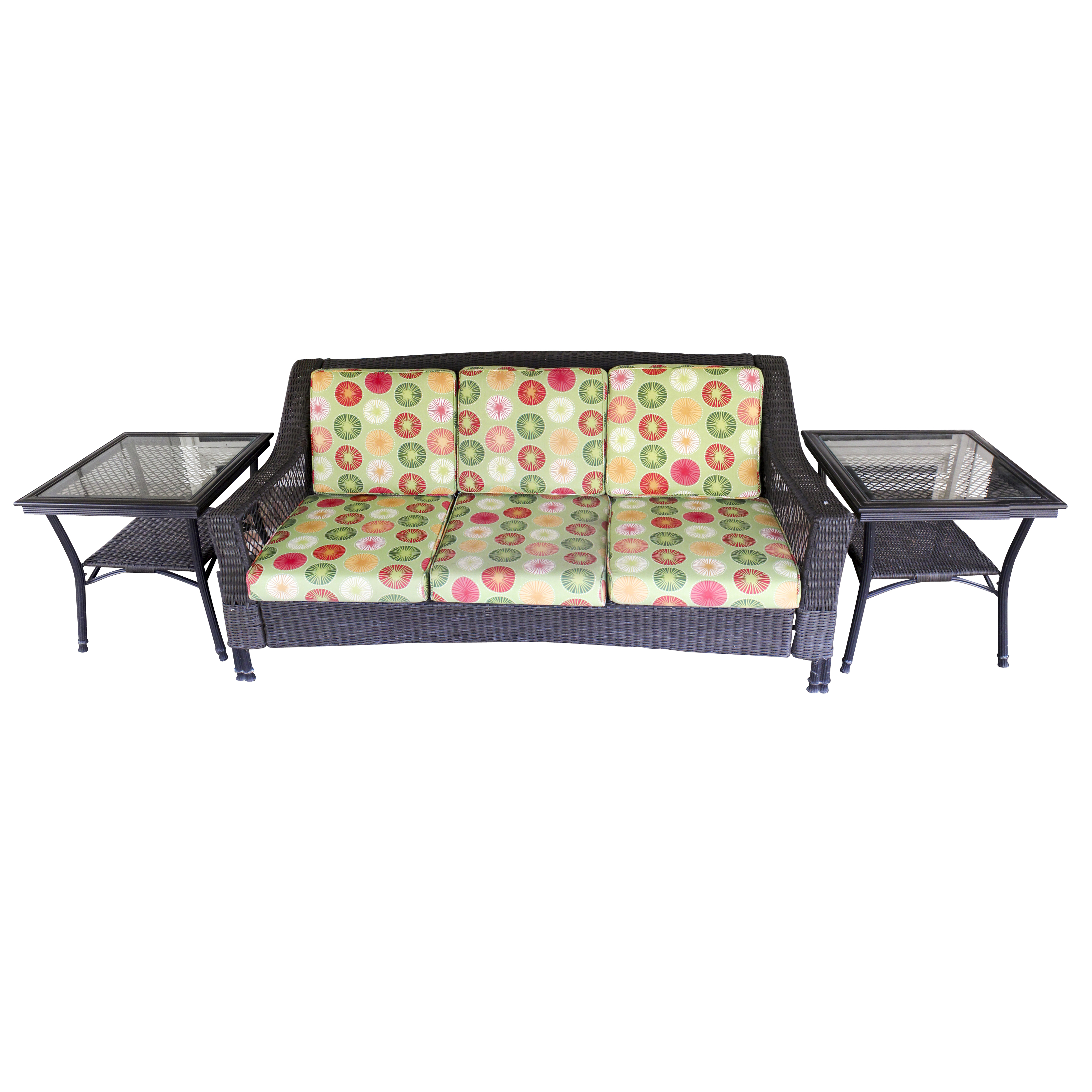 Resin Wicker Patio Sofa and Side Tables with Outdoor Covers