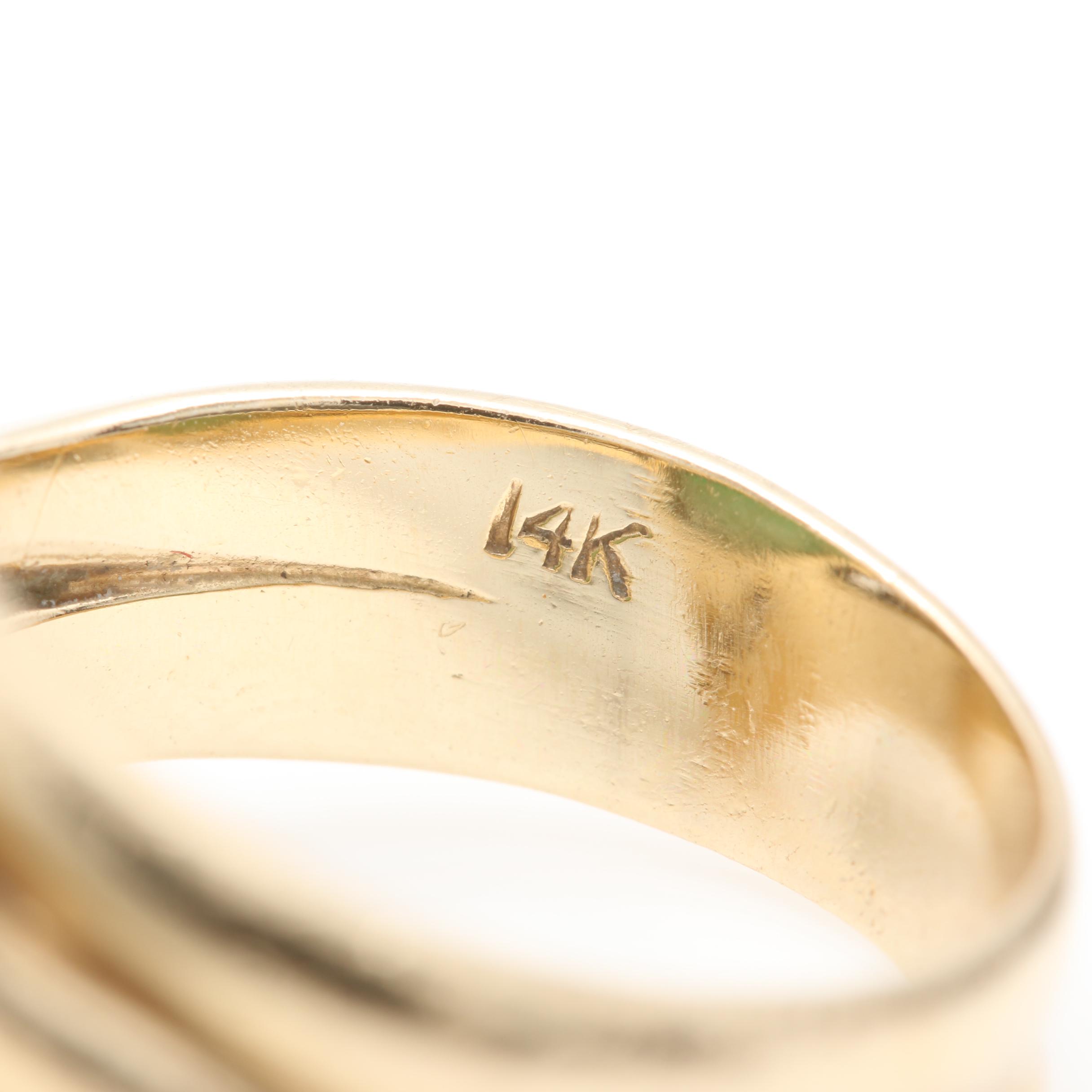 14K Yellow Gold Jadeite and Diamond Ring