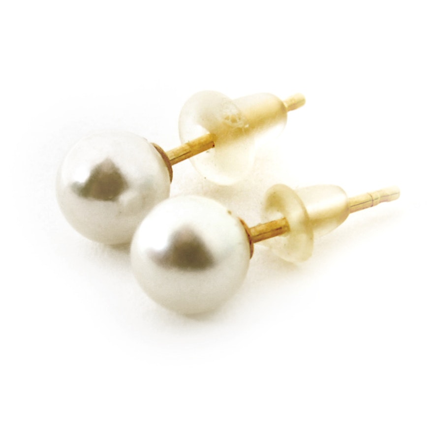 14K Yellow Gold Cultured Pearl Earrings