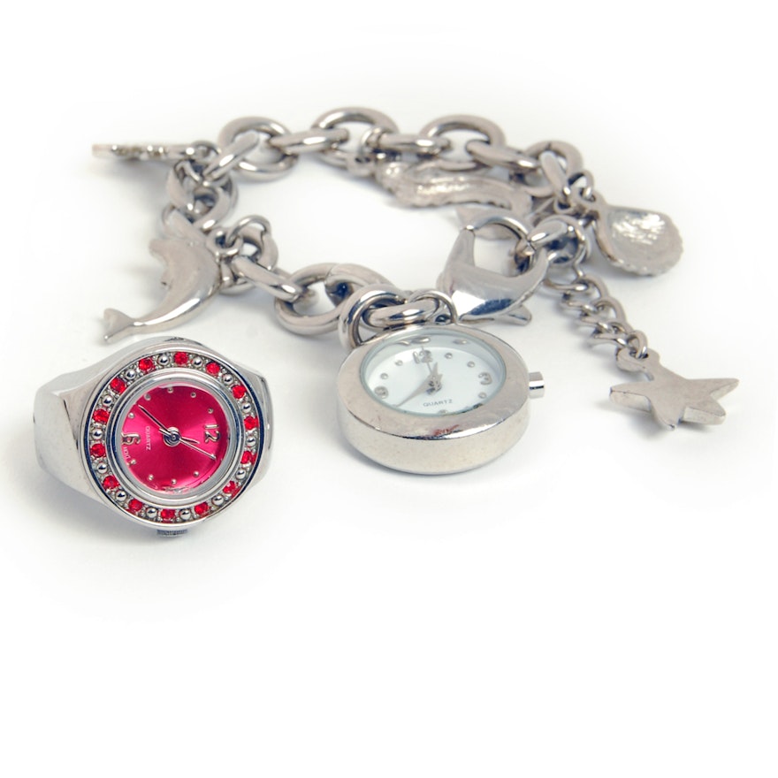 Watch Charm Bracelet and Ring