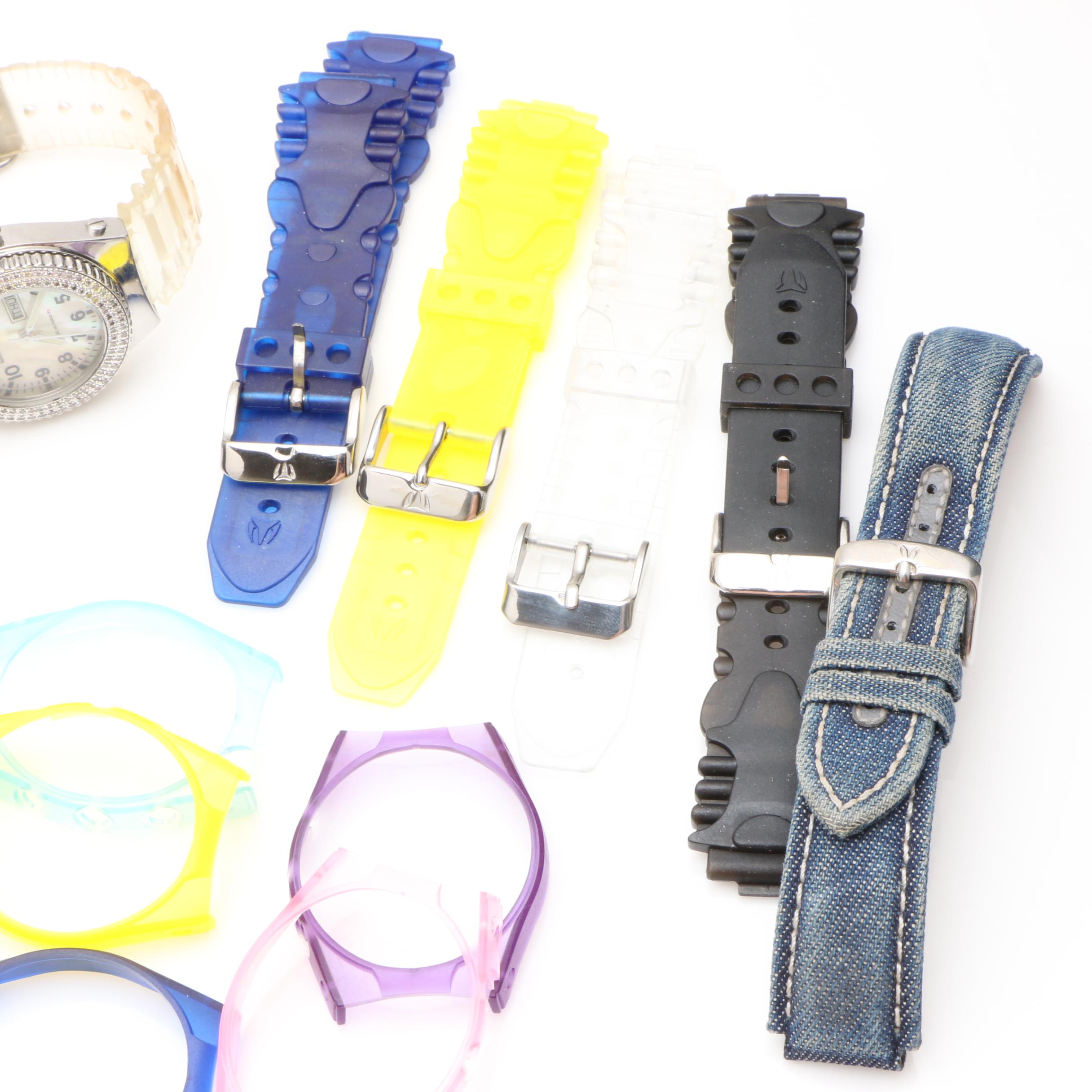 TechnoMarine Stainless Steel 1.12 CTW Diamond Watch with Extra Accessories