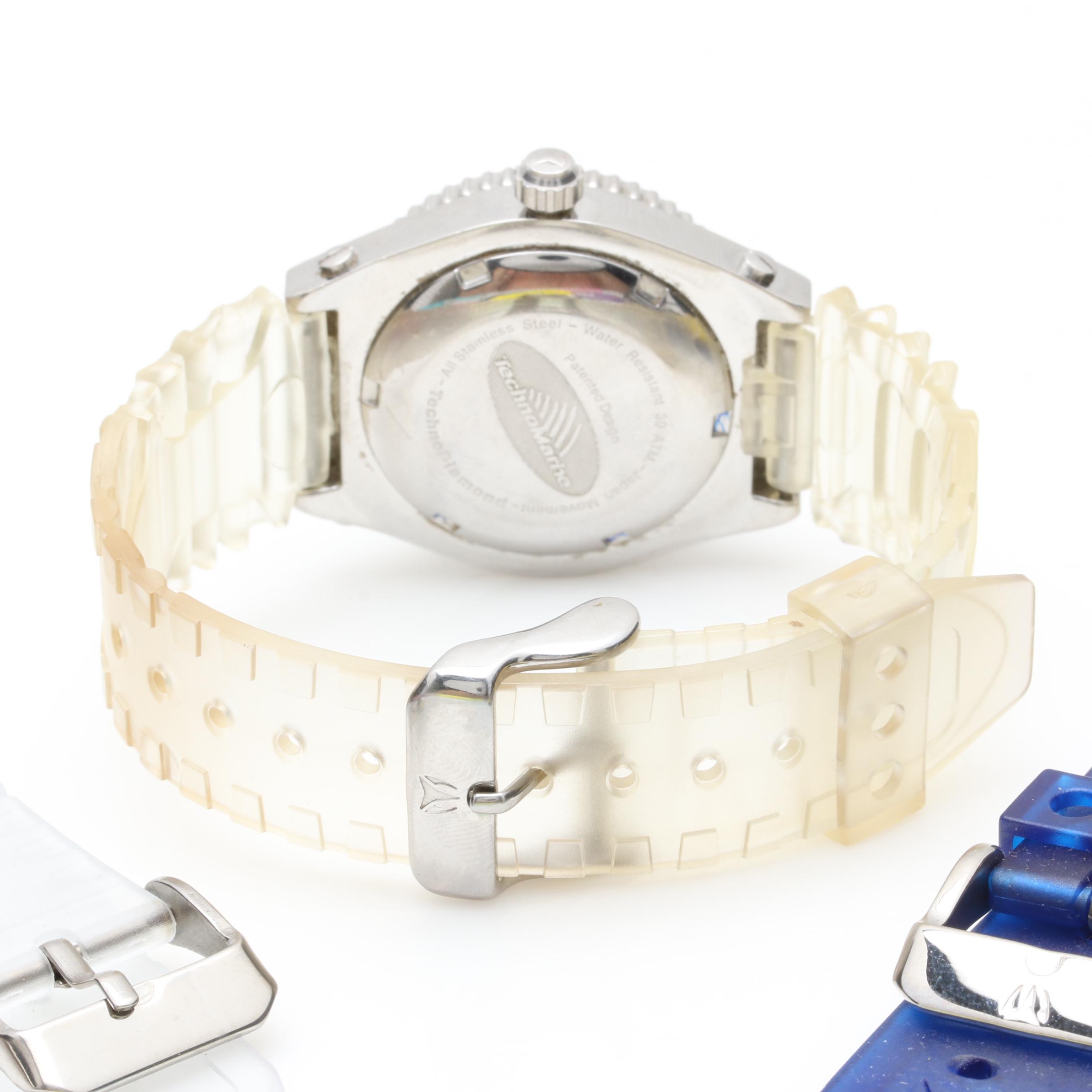 TechnoMarine Stainless Steel 1.12 CTW Diamond Watch with Extra Accessories