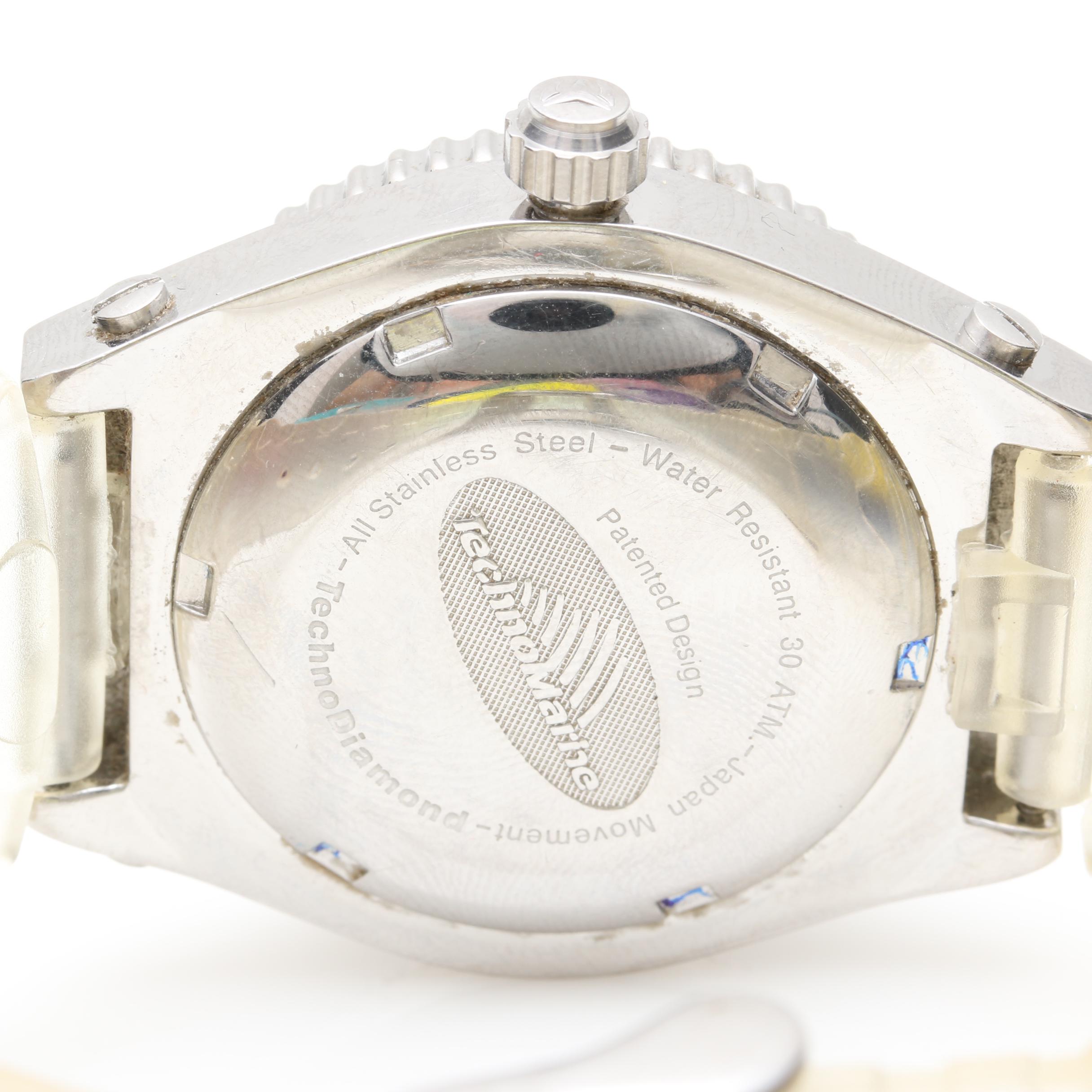 TechnoMarine Stainless Steel 1.12 CTW Diamond Watch with Extra Accessories