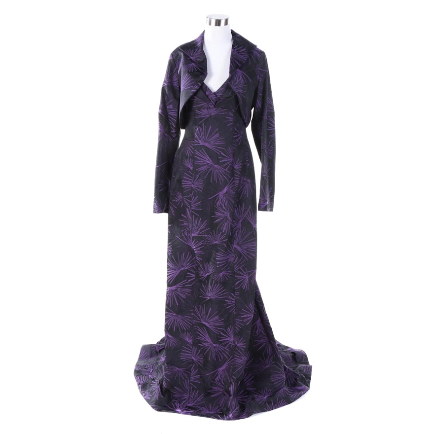 Women's Maria Pinto Black and Purple Strapless Gown with Jacket