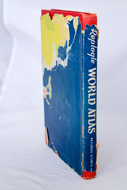 Vintage Illuminated Globe with "Replogle World Atlas" Book