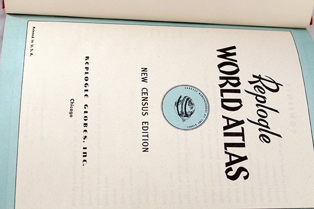 Vintage Illuminated Globe with "Replogle World Atlas" Book