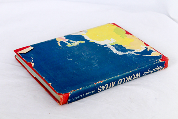 Vintage Illuminated Globe with "Replogle World Atlas" Book