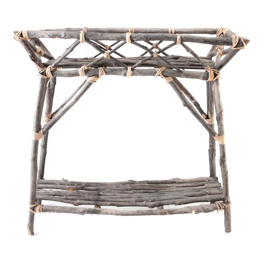 Rustic Willow Branch Plant Stand