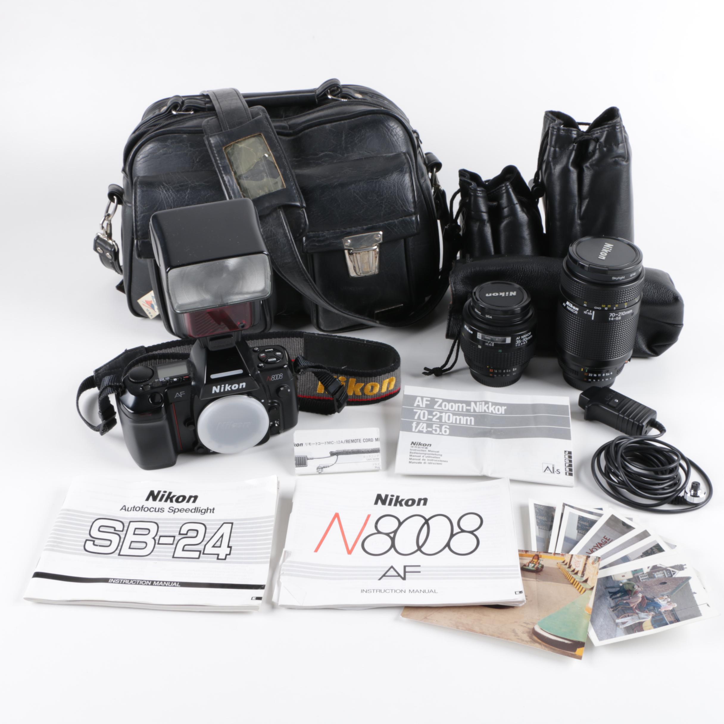 Nikon N8008 Film Camera and Various Accessories