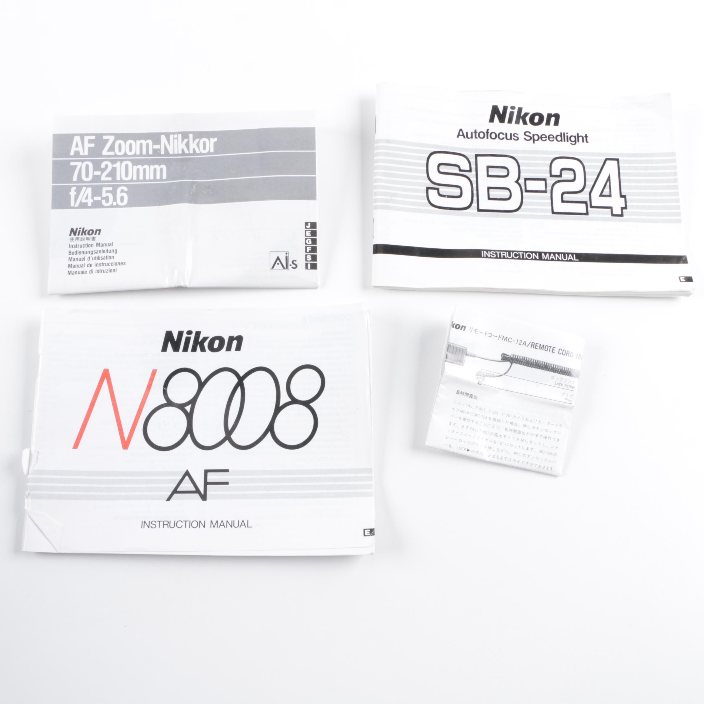 Nikon N8008 Film Camera and Various Accessories