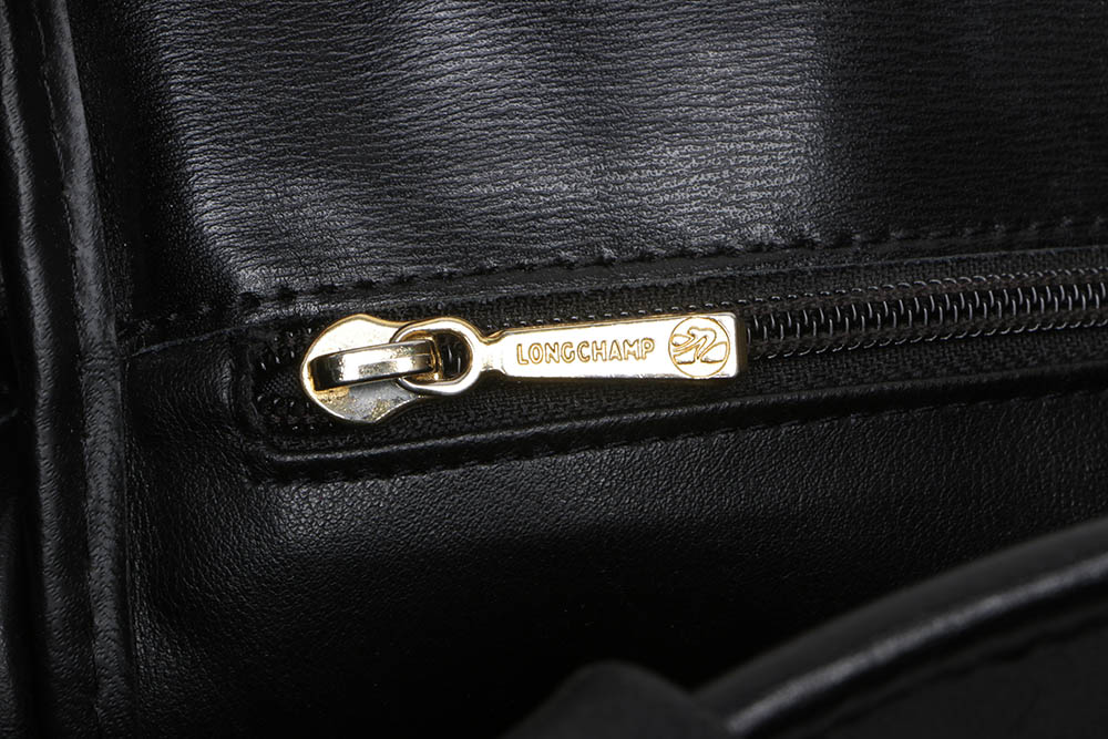 Vintage Longchamp Black Leather Shoulder Bag