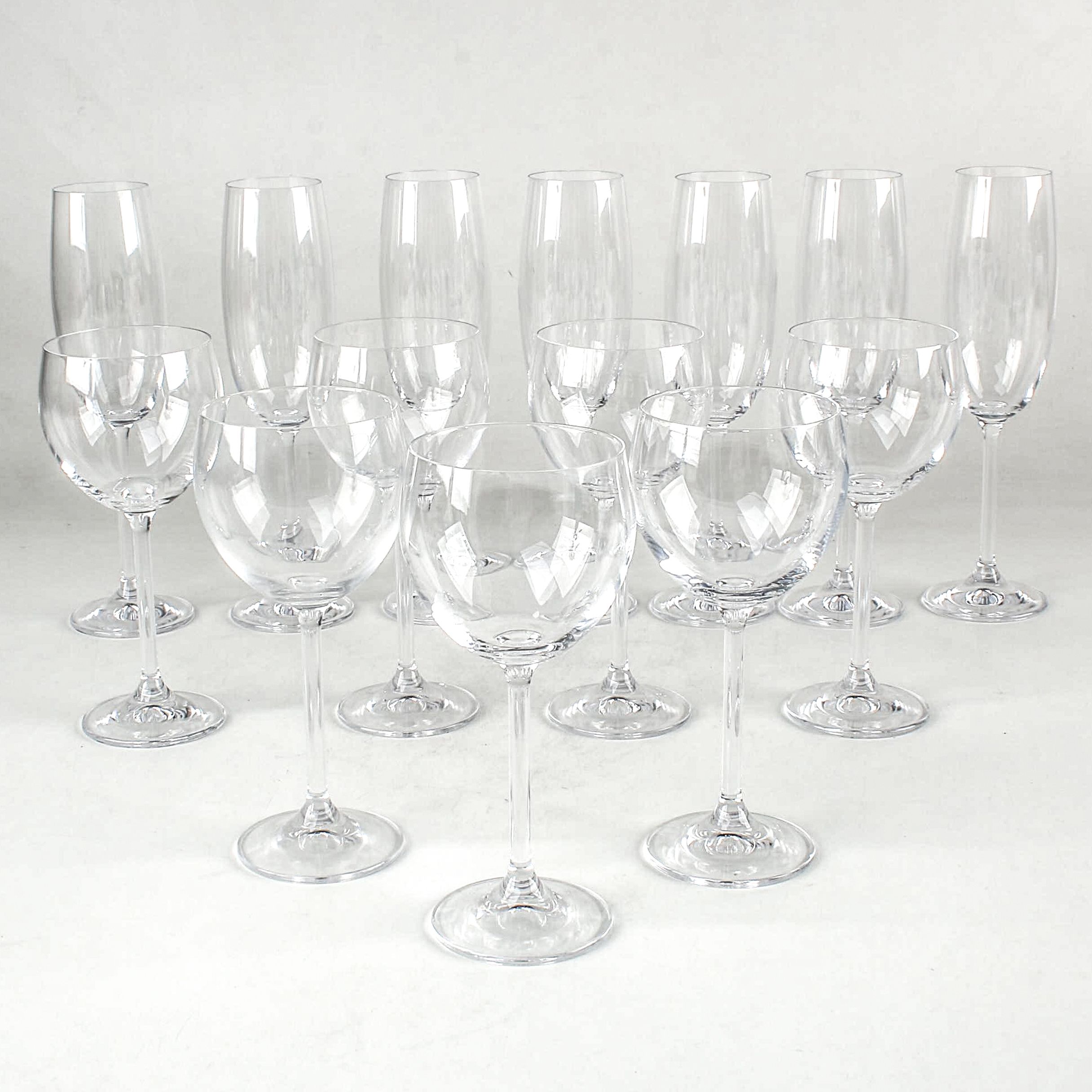 Champagne Flutes and Red Wine Glasses
