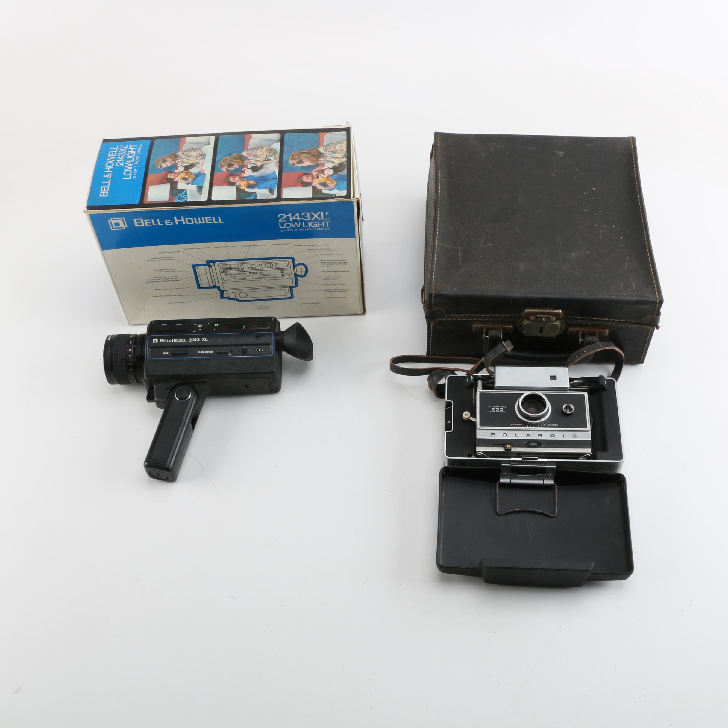 Polaroid 250 and Bell and Howell Hand-Held Video Camera