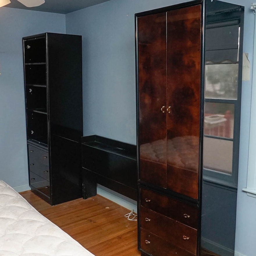 "Scene Three" Headboard and Wall Unit Cabinets and Drawers by Henredon