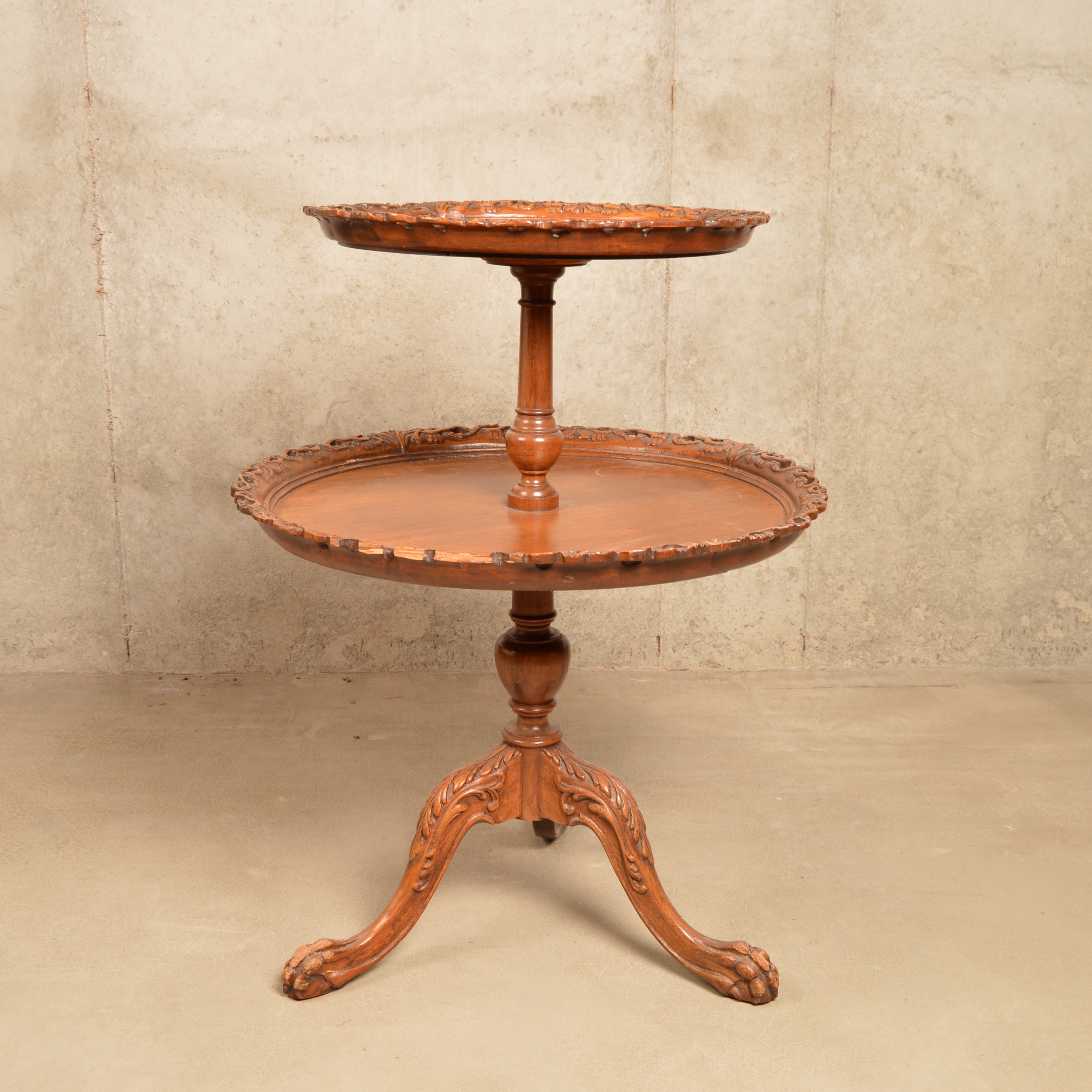 Vintage Chippendale Style Two-Tiered Table