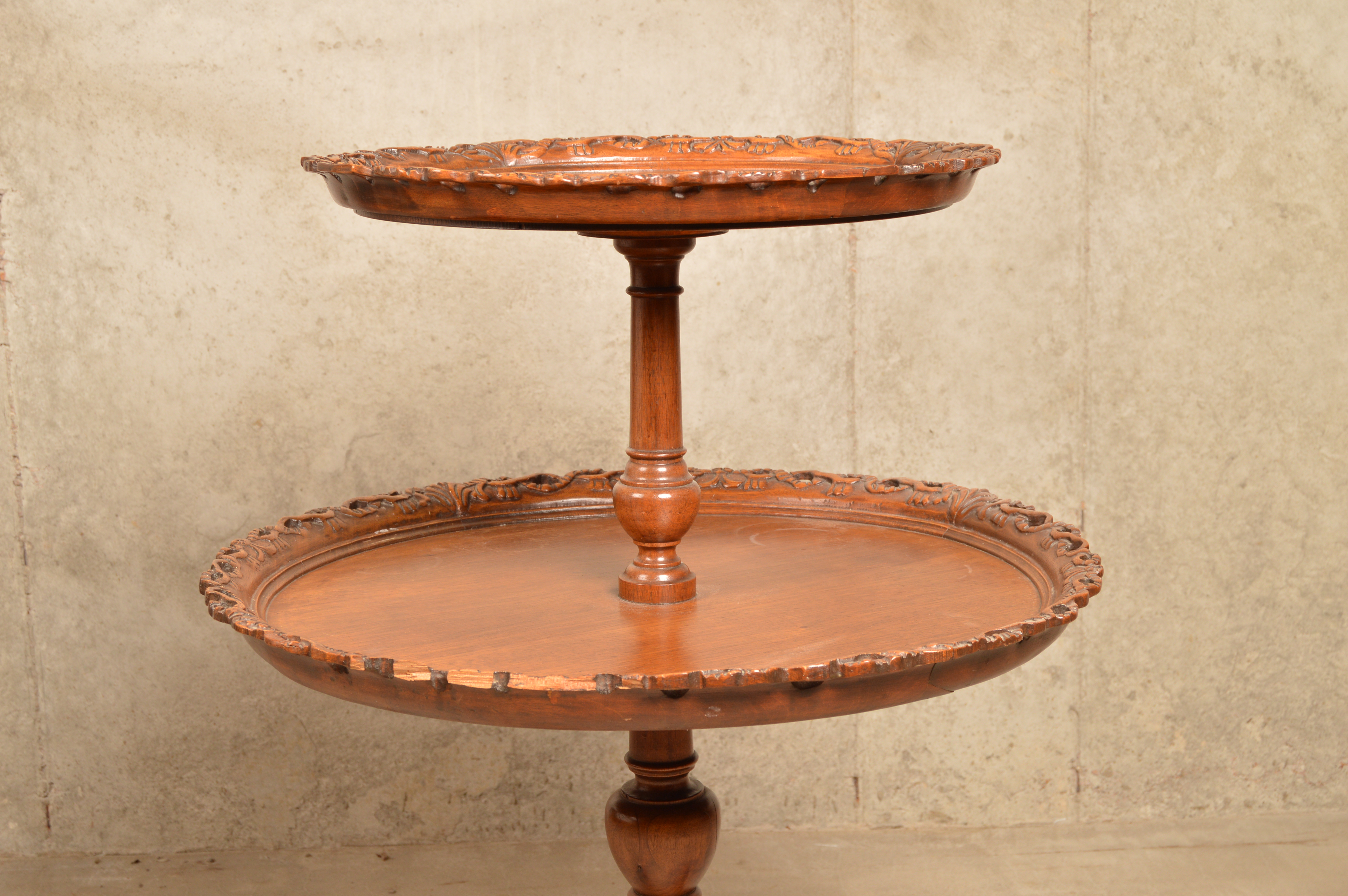 Vintage Chippendale Style Two-Tiered Table