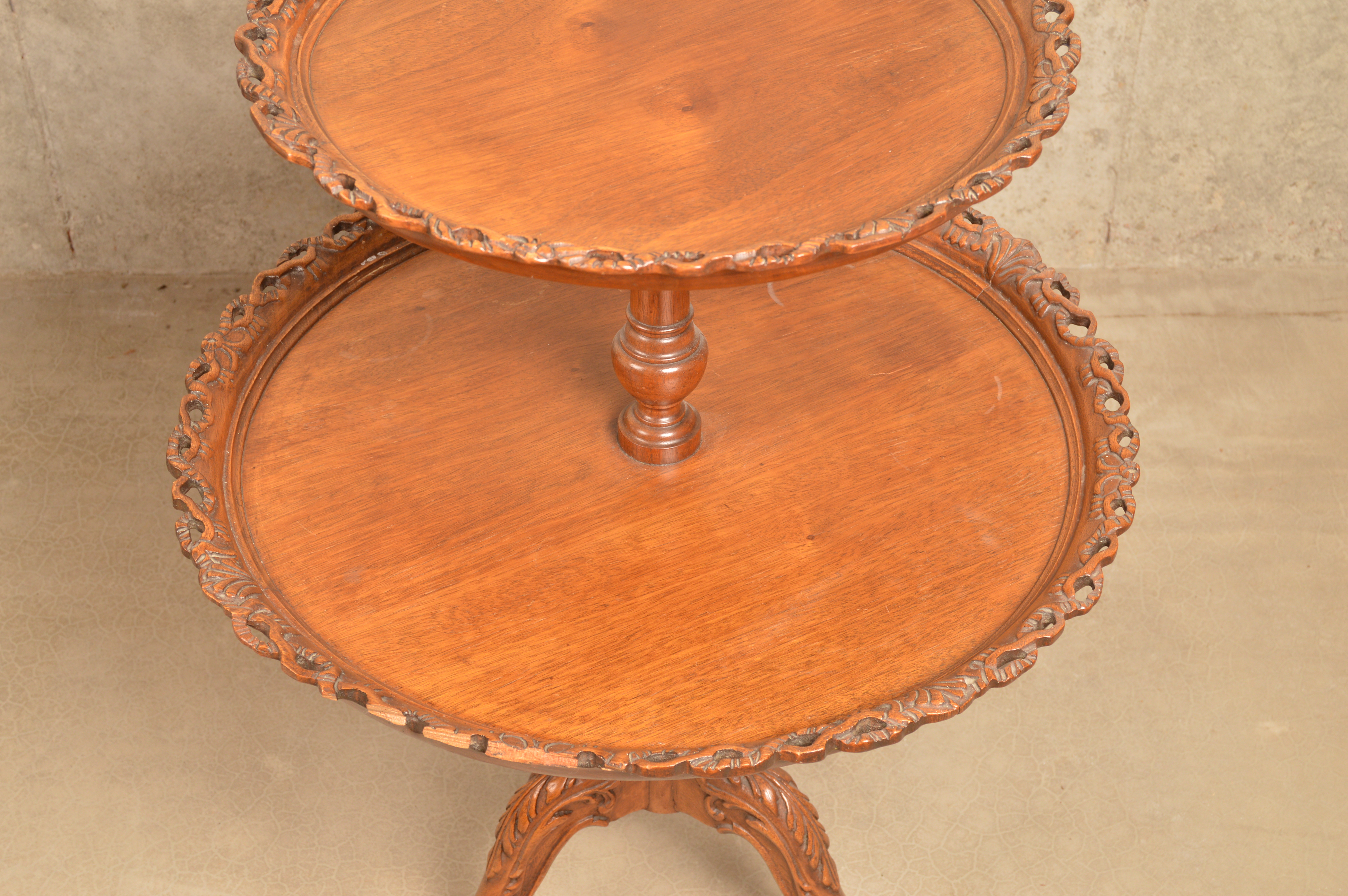 Vintage Chippendale Style Two-Tiered Table