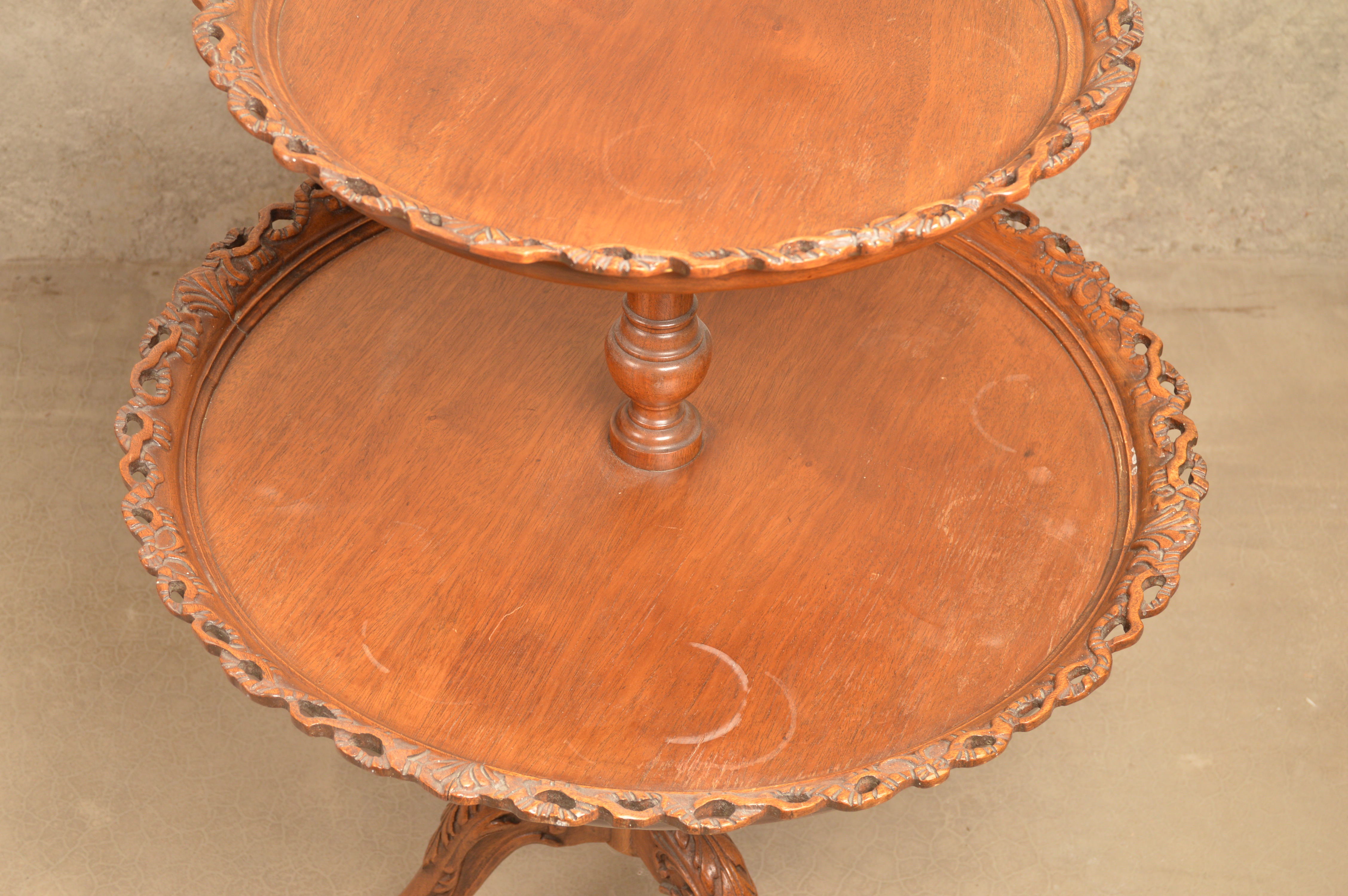 Vintage Chippendale Style Two-Tiered Table