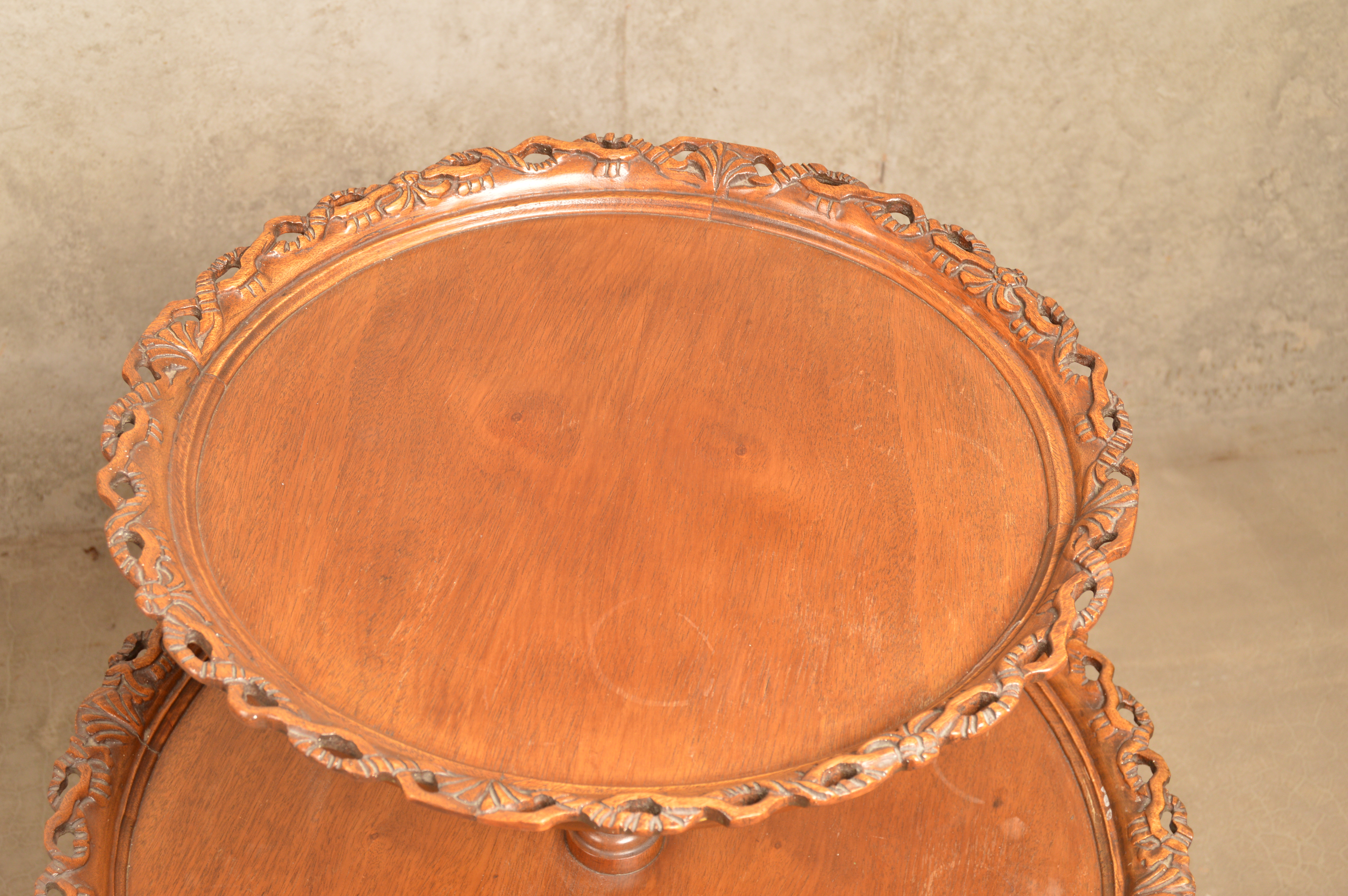 Vintage Chippendale Style Two-Tiered Table