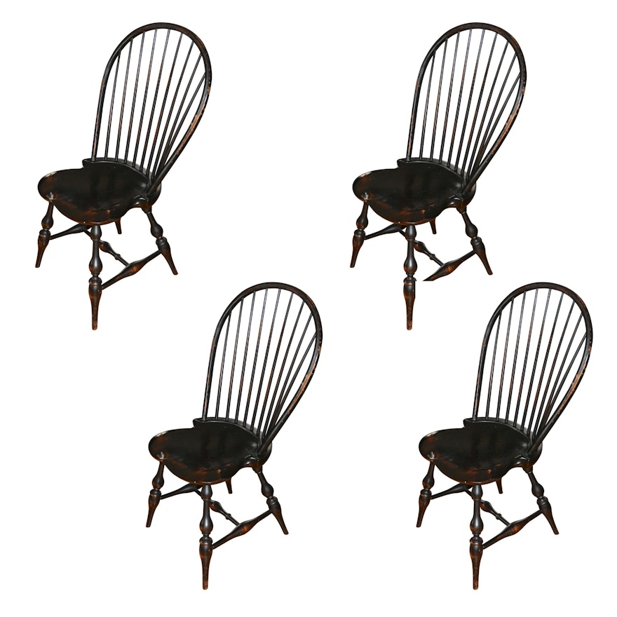 Set of Vintage Painted Windsor Chairs by D.R. Dimes