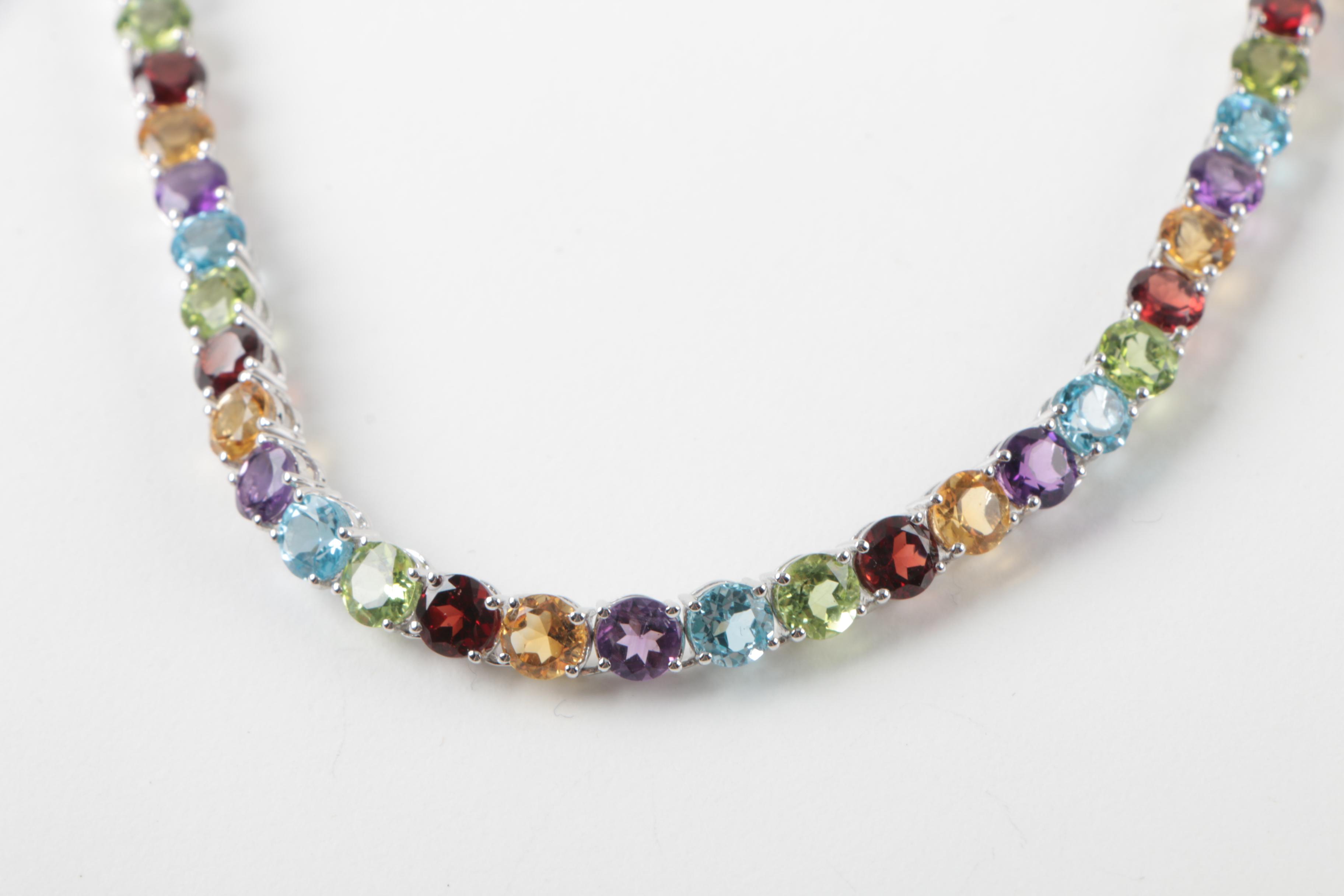 Sterling Silver Gemstone Necklace and Bracelet Including Peridot