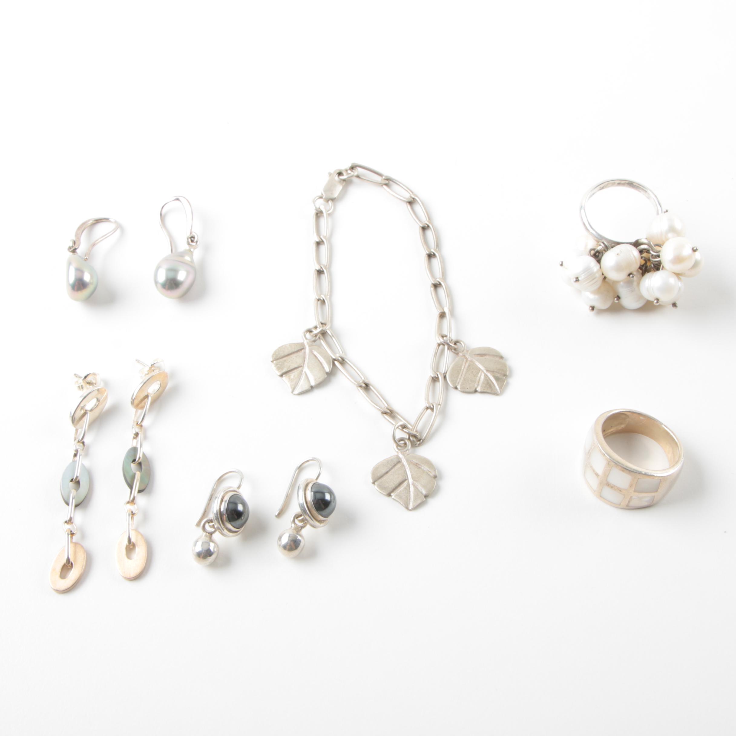 Sterling Silver Cultured Pearl, Mother of Pearl, Black Mother of Pearl Jewelry