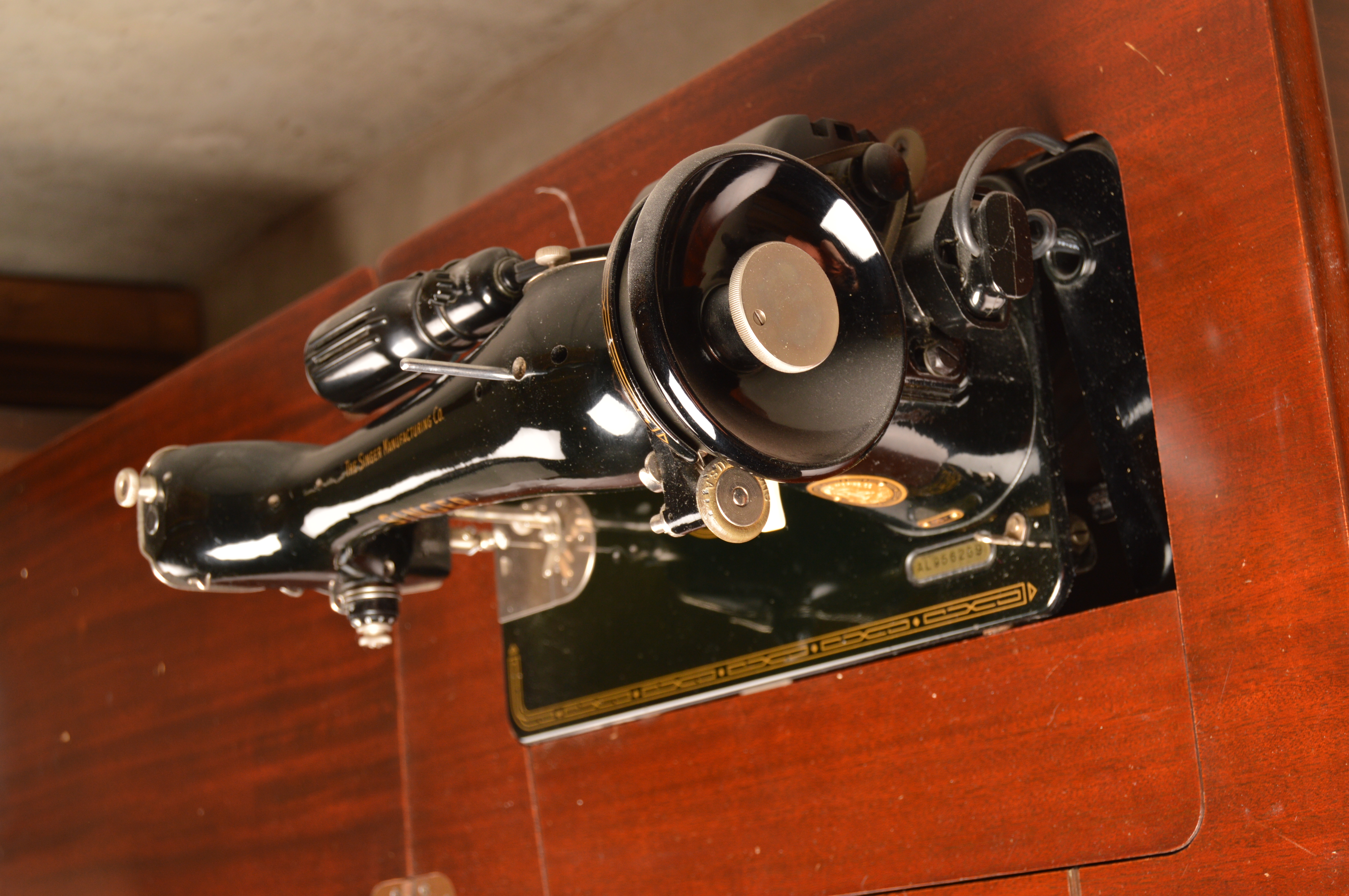 Singer Sewing Machine with Cabinet and Bench, Circa 1955