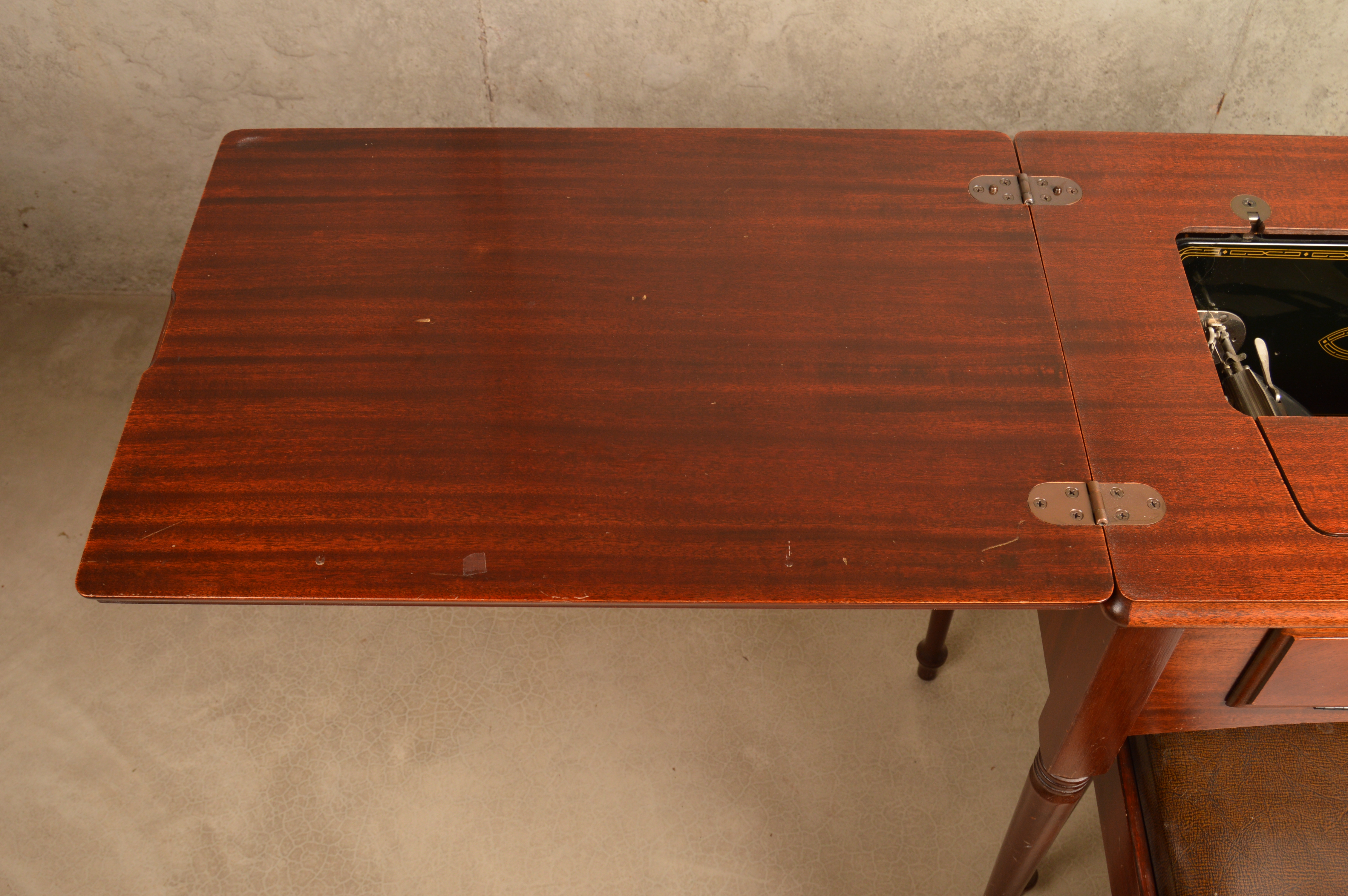 Singer Sewing Machine with Cabinet and Bench, Circa 1955