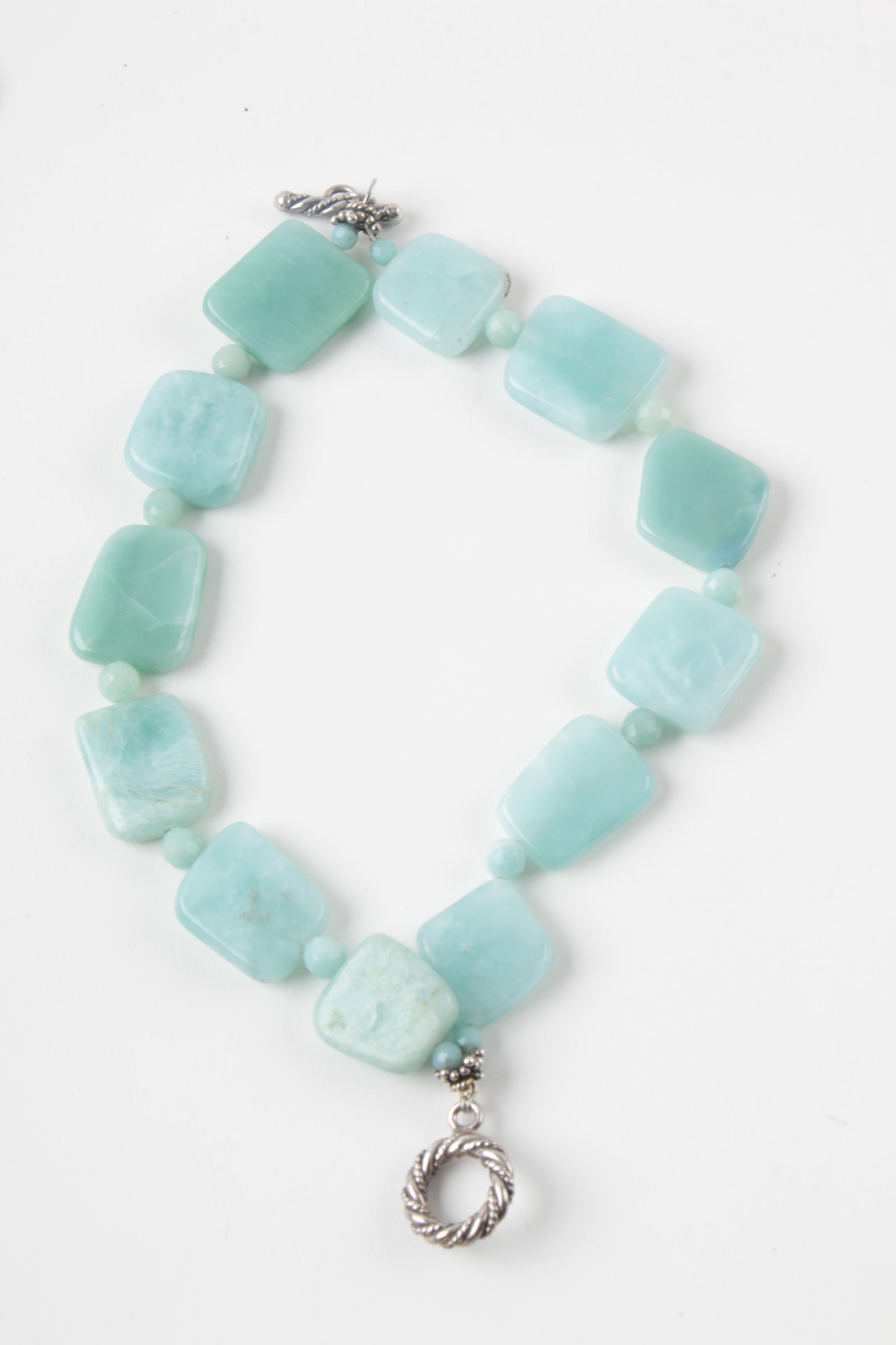 Sterling Silver Dyed Magnesite, Malachite, Common Opal and Dyed Quartz Jewelry