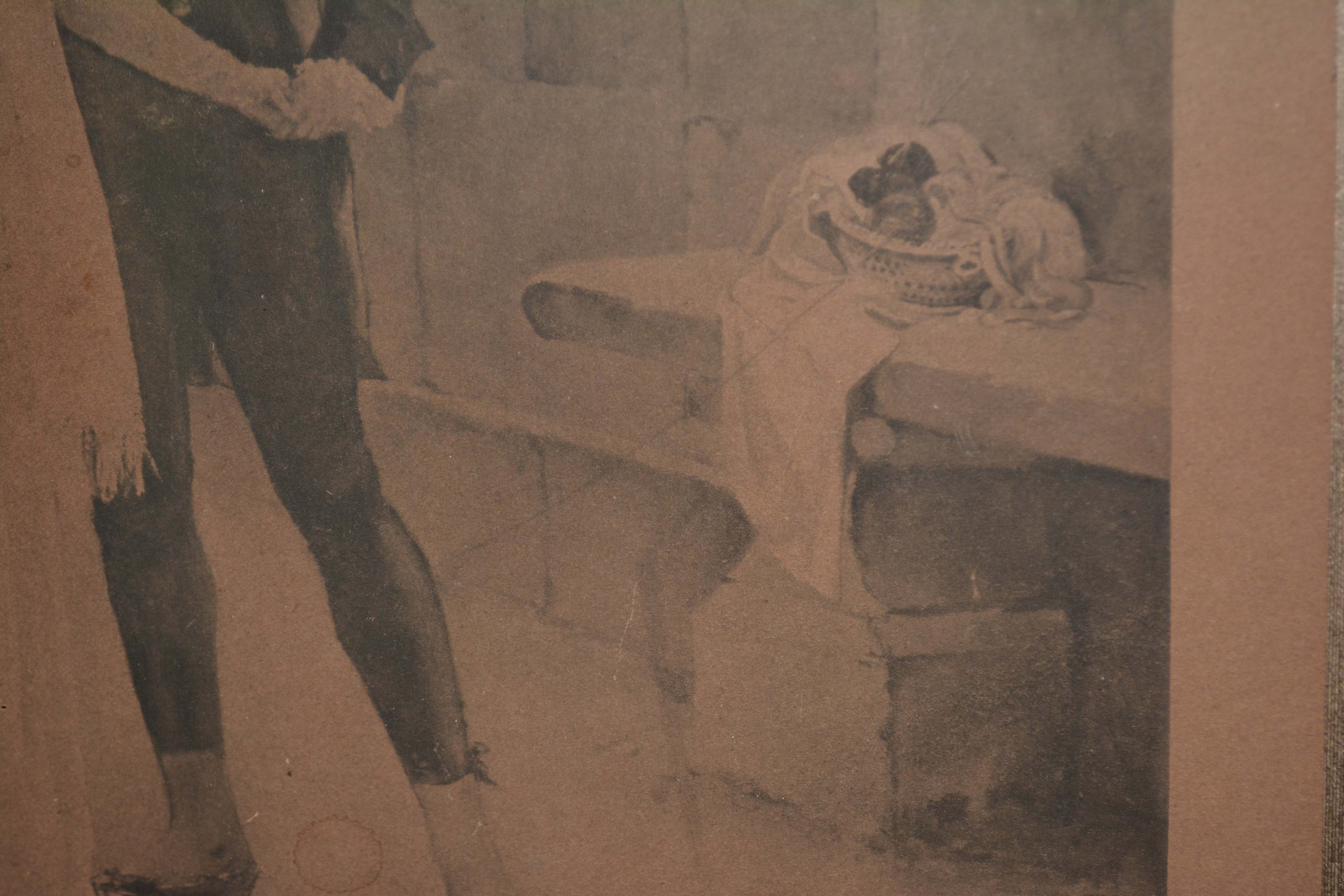 Antique Signed Planographic Print of Couple