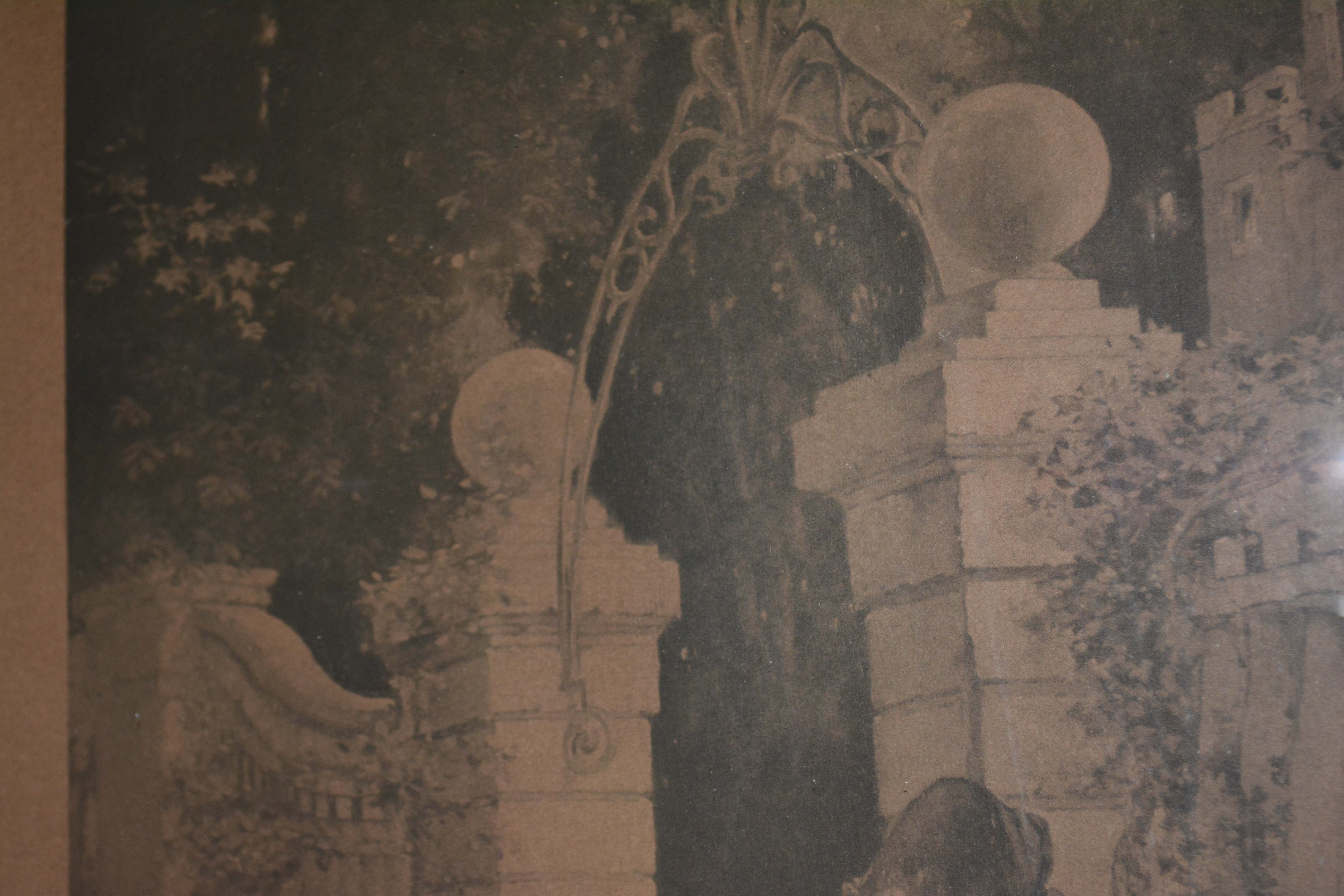 Antique Signed Planographic Print of Couple